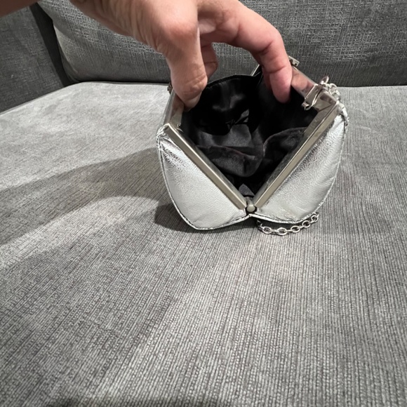 Silver Evening Bag Handbag Clutch Chain - Picture 9 of 9